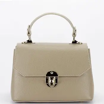 Geanta taupe din piele naturala 1736 131 imagine