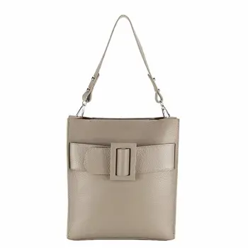 Geanta taupe din piele naturala cu borseta detasabila 8929 124 imagine