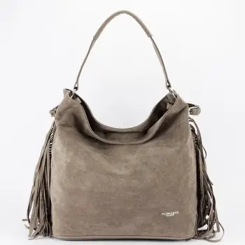 Geanta taupe FloraCO Paris cu franjuri F7518 M4 imagine
