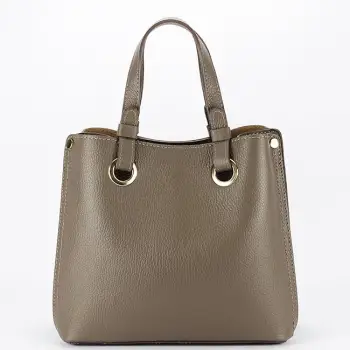 Geanta taupe medie din piele naturala 8916 129 imagine