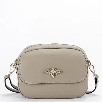 Geanta taupe mica din piele naturala 1530 120 imagine