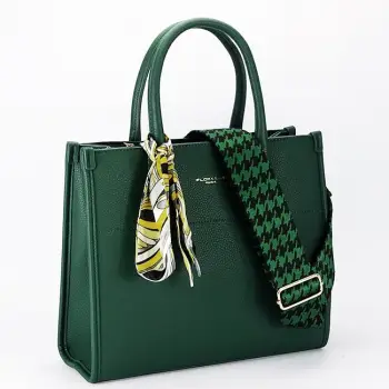 Geanta verde FloraCO Paris cu esarfa decorativa H6935 M7 imagine