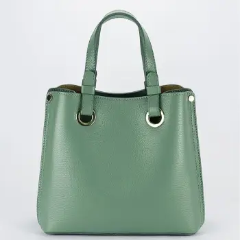Geanta verde menta medie din piele naturala 8916 129 imagine