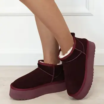 Ghete bordo din piele naturala 6391 113 imagine