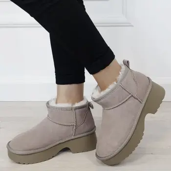 Ghete kaki deschis din piele naturala W5878 114 imagine