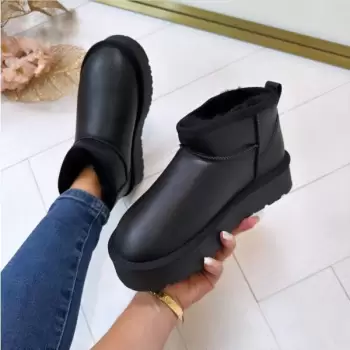 Ghete negre din piele naturala W5828-1 118 imagine