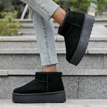 Ghete negre imblanite cu talpa groasa LT33-43 112 imagine