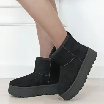 Ghete negre imblanite cu talpa groasa LT33-45 111 imagine