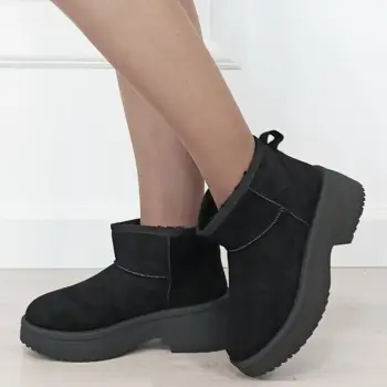 Ghete negre imblanite cu talpa groasa LT33-49 113 imagine