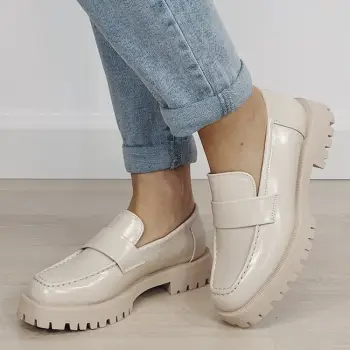 Mocasini bej lacuiti de tip loafers DMLM8302 01 imagine