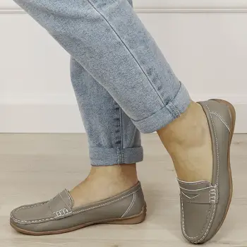 Mocasini gri din piele naturala 5128 M4 imagine