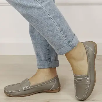 Mocasini gri din piele naturala 5128 M4 imagine