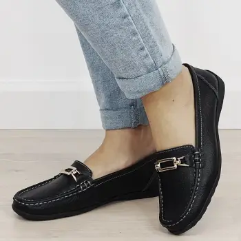 Mocasini negri de tip loafers din piele naturala 0511 01 imagine