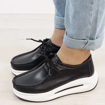 Mocasini negri din piele naturala WKS02 M7 imagine
