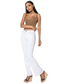 Pantaloni albi Evazati Nina Carter J230-2 M7 imagine