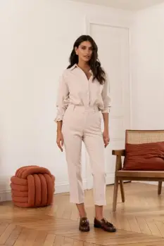 Pantaloni bej tip Cigarette, Oraije C2031BG imagine