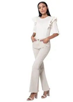 Pantaloni crem Evazati Nina Carter J230-25 M7 imagine