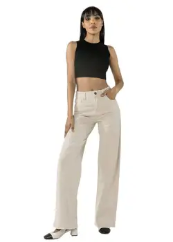 Pantaloni crem Evazati Nina Carter J251-25 M9 imagine