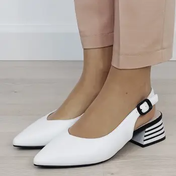 Pantofi albi comozi din piele naturala BY6888-2 02 imagine