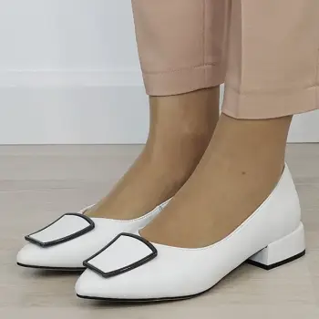 Pantofi albi comozi din piele naturala BY6921-2 03 imagine