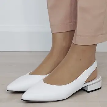 Pantofi albi decupati din piele naturala BY6943-2 03 imagine