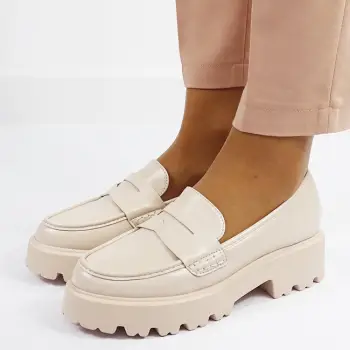 Pantofi bej de tip loafers H8-359 M2 imagine