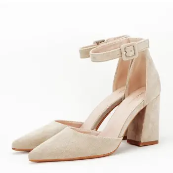 Pantofi bej decupati 8708 04 imagine
