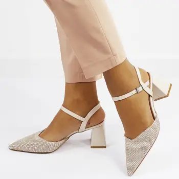 Pantofi bej eleganti cu model impletit HK-1308 04 imagine