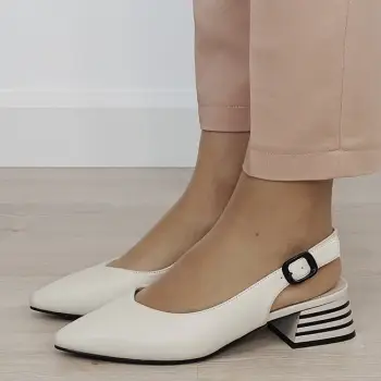 Pantofi crem comozi din piele naturala BY6888-4 02 imagine