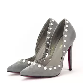 Pantofi gri decupati Carina imagine