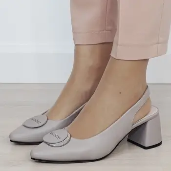 Pantofi gri eleganti din piele naturala BY6887-5 03 imagine