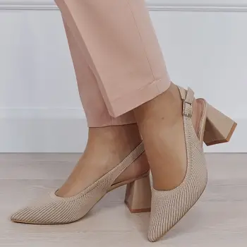 Pantofi kaki deschis cu model tricotat H8-1167 01 imagine
