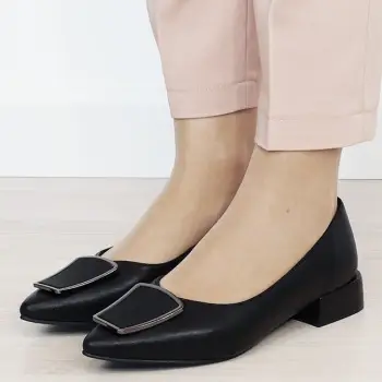 Pantofi negri comozi din piele naturala BY6921-2 03 imagine