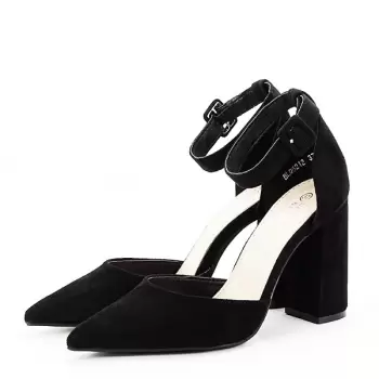 Pantofi negri cu toc gros BLQ6212 03 imagine