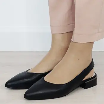 Pantofi negri decupati din piele naturala BY6943-1 03 imagine