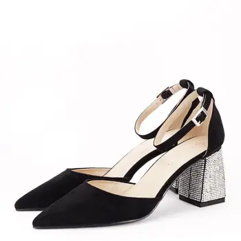 Pantofi negri eleganti cu pietricele argintii BSD42-1 04 imagine