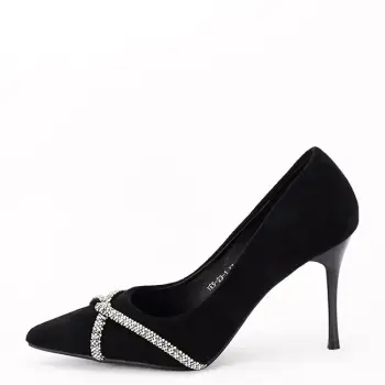 Pantofi negri eleganti cu pietricele argintii YES-23-1 03 imagine