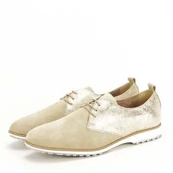 Pantofi oxford din piele naturala bej Selena 01 imagine