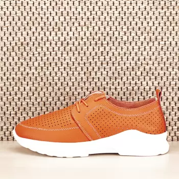 Pantofi piele naturala portocalii Angela imagine