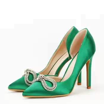 Pantofi verzi cu brosa 6841 04 imagine