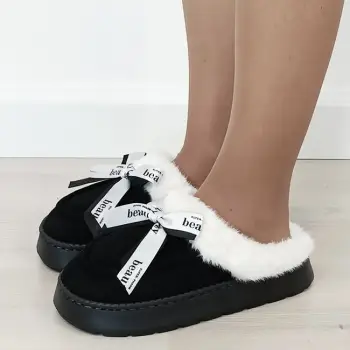 Papuci de casa dama imblaniti Negru 9725 112 imagine
