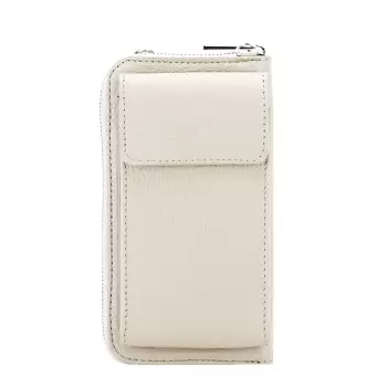 Portofel si port telefon din piele naturala 8971 07 Crem imagine
