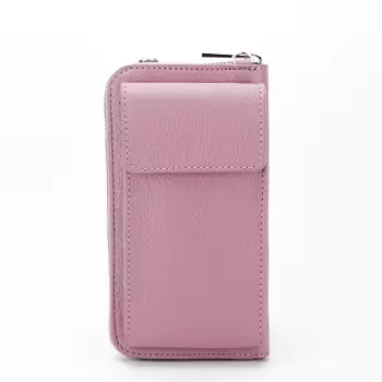 Portofel si port telefon roz plamaniu din piele naturala 8971 07 imagine