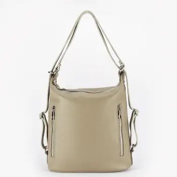 Rucsac bej din piele naturala 2 in 1 Lucia 121 imagine