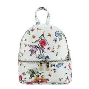 Rucsac din piele naturala cu imprimeu floral Ana 122 imagine