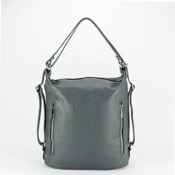 Rucsac gri din piele naturala 2 in 1 Lucia 121 imagine