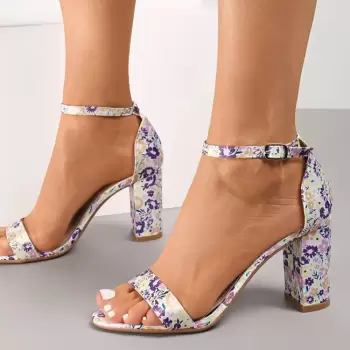 Sandale albe cu imprimeu floral 6816 -131 imagine