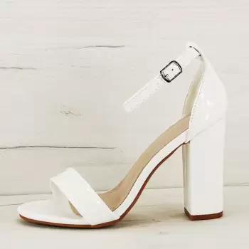 Sandale albe cu toc gros BL720 imagine