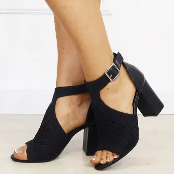 Sandale negre elegante cu design impletit 8753 M12 imagine