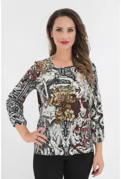 Bluza alba cu imprimeu abstract imagine